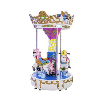 Веселый идет круглая мини небольшая лошадь игроков carousel 3 лошади kiddie едет машина видеоигры carousel управляемая монеткой